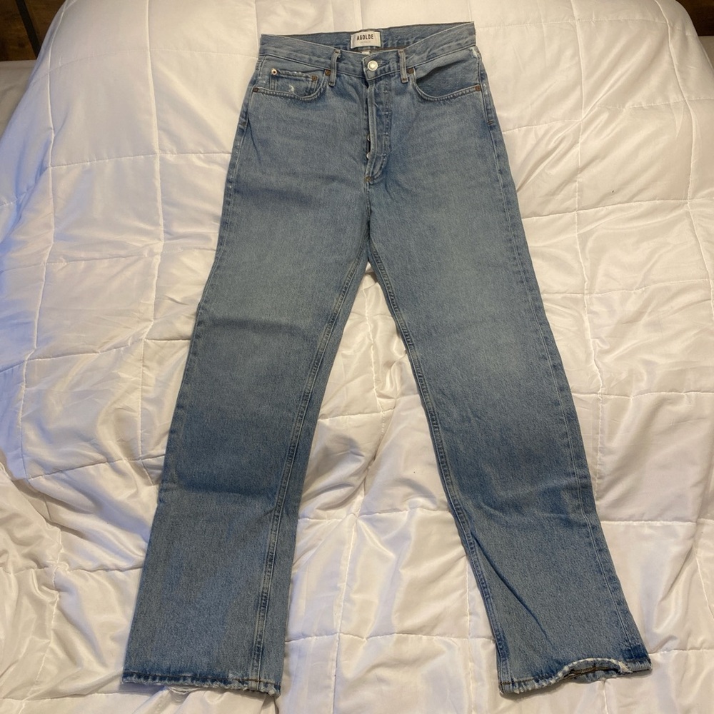 Agolde Blue Lana Straight Leg Jeans Classic Denim